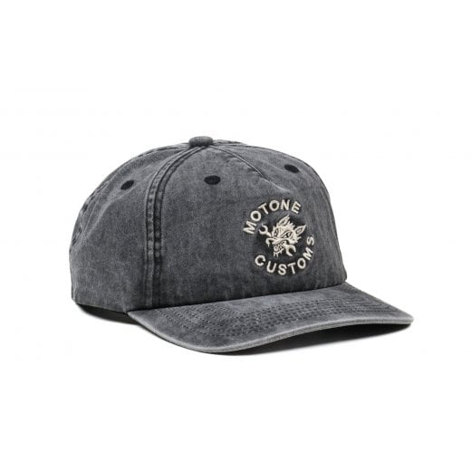 Motone ACIDWOLF Cap - Flat Peak - Acid Wash Black Cotton