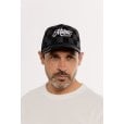 Motone BIG CHECK Trucker Cap  - Curved Peak - Black & Grey Checks - White Logo