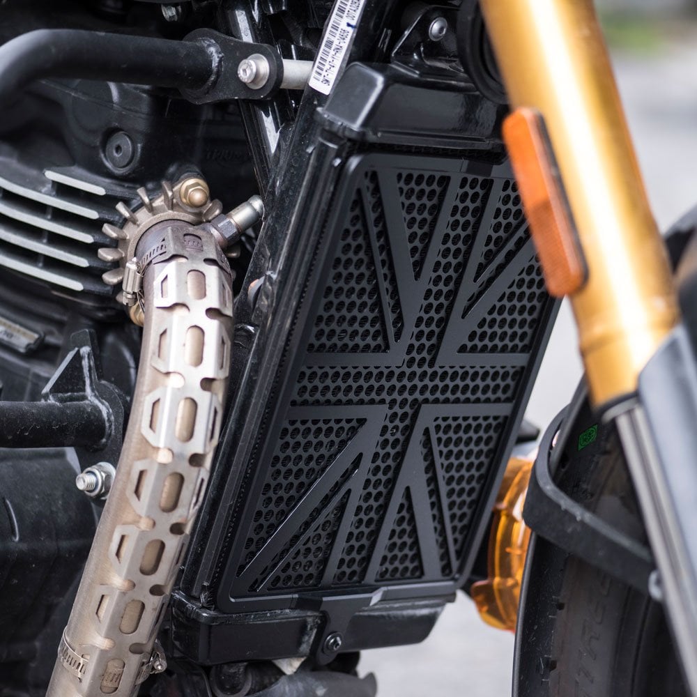 Kxt Radiator Guard Motone Billet Radiator Guard Kit 400 - Union Jack - Black - Motone from ...