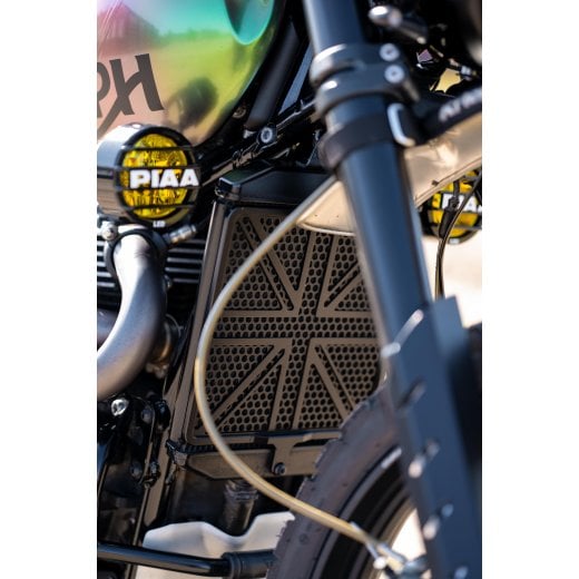 Motone Billet Radiator Guard Kit - Union Jack - Black SCRAMBLER 1200 Version