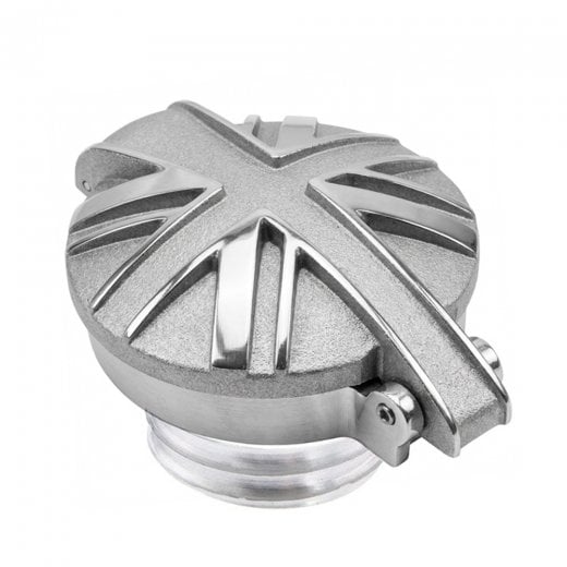 Motone BlackJack Union Jack Monza Cap Kit for Triumph and HD - Contrast Polished