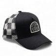 Motone BUFFALOW Trucker Cap - Curved Peak - Black 5-Panel - Buffalo Check Rear Mesh