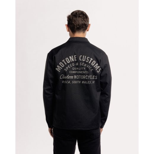 Motone COACH Jacket - STEALTH Black/Black Logo/Reflective Rear Print