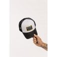 Motone COTTONPICKIN Trucker Cap - Curved Peak - Black Mesh -  Custom Patch on Cotton Panel