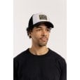 Motone COTTONPICKIN Trucker Cap - Curved Peak - Black Mesh -  Custom Patch on Cotton Panel