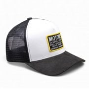 COTTONPICKIN Trucker Cap - Curved Peak - Black Mesh -  Custom Patch on Cotton Panel