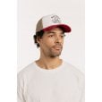 Motone CRAFTY Trucker Cap - Curved Washed Cotton Red Peak - Ecru Mesh -  White Cotton Panel