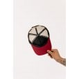 Motone CRAFTY Trucker Cap - Curved Washed Cotton Red Peak - Ecru Mesh -  White Cotton Panel