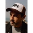 Motone CREME BRULEE Trucker Cap - Curved Peak - White Cotton Panel / Brown  - Black Logo