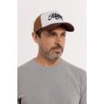 Motone CREME BRULEE Trucker Cap - Curved Peak - White Cotton Panel / Brown  - Black Logo