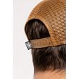 Motone CREME BRULEE Trucker Cap - Curved Peak - White Cotton Panel / Brown  - Black Logo