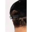 Motone FASTLANE Corduroy Cap - Flat Peak - Black & Pink - Chainstitch Logo
