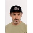 Motone FASTLANE Corduroy Cap - Flat Peak - Black & Pink - Chainstitch Logo