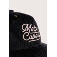 Motone FASTLANE Corduroy Cap - Flat Peak - Black & Pink - Chainstitch Logo