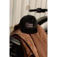 Motone FASTLANE Corduroy Cap - Flat Peak - Black & Pink - Chainstitch Logo