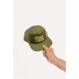 Motone FASTLANE Corduroy Cap - Flat Peak - Olive & Gold - Chainstitch Logo