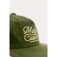 Motone FASTLANE Corduroy Cap - Flat Peak - Olive & Gold - Chainstitch Logo