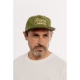 Motone FASTLANE Corduroy Cap - Flat Peak - Olive & Gold - Chainstitch Logo