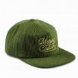 Motone FASTLANE Corduroy Cap - Flat Peak - Olive & Gold - Chainstitch Logo