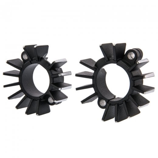 Motone Finned Exhaust Clamps - LC - Black/Contrast Polished Fins