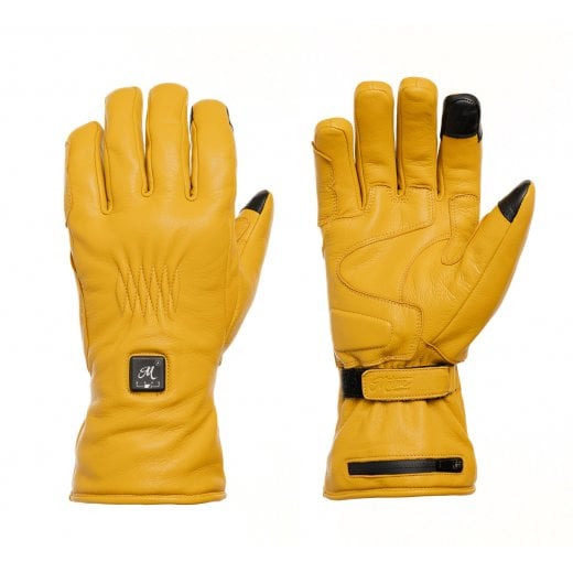 Motone FORNO - HEATED Motorcycle Riding Gloves - Leather - Yellow