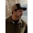 Motone GARAGEGOALS Trucker Cap - Curved Peak - Black Suede - Ecru Garage Bobber Graphic