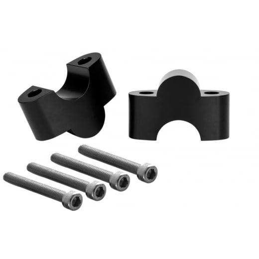 Handlebar Riser Inserts - One Inch Rise - For One Inch Bars - Black (2x Riser, 4x Bolt)