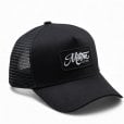 Motone ID-PATCH Trucker Cap - Curved Peak - Black Cotton - White on Black Logo Patch
