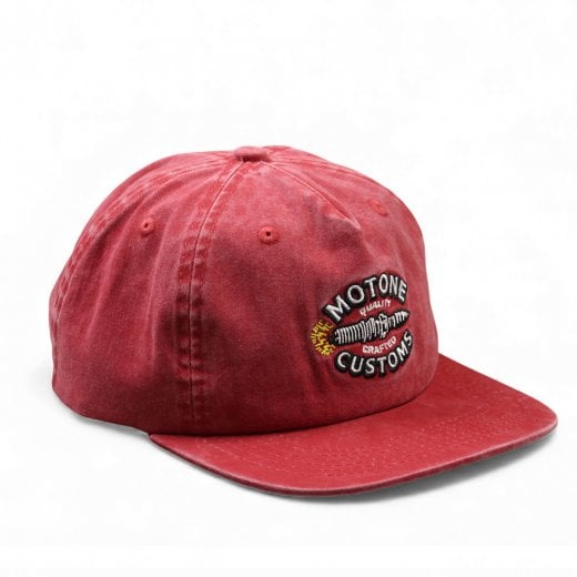 Motone OLD SPARKY Cap - Flat Peak - Washed Cotton RED