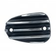 Motone Pressure Cast Disc Brake Oil Reservoir Master Cylinder Cap - Finned/Ribbed - Black Contrast Polished