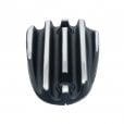 Motone Pressure Cast Disc Brake Oil Reservoir Master Cylinder Cap - Finned/Ribbed - Black Contrast Polished
