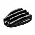 Motone Pressure Cast Disc Brake Oil Reservoir Master Cylinder Cap - Finned/Ribbed - Black Contrast Polished