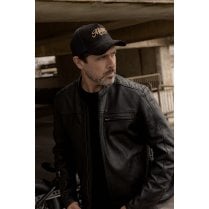 GOLDIE Trucker Cap - Curved Peak - Black Suede - Gold Logo