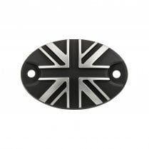 Royal Enfield 350/650 Brake Reservoir Cover - Union Jack - Contrast Black/Polish