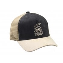 SNAKESKULL Trucker Cap - Curved Peak - Black Suede - ITRL Graphic