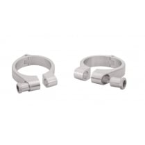 Wrap-Around Fork M10 (10mm) Indicator Turn Signal Bracket Clamps - Pair - 49mm - Brushed