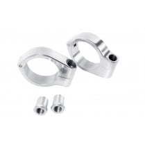 Wrap-Around Fork M10 (10mm) Indicator Turn Signal Bracket Clamps - Pair - 49mm - Polished