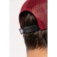 Motone RON BURGUNDY Trucker Cap - Curved Peak - Grey Cotton Panel / Red Mesh - Black Logo