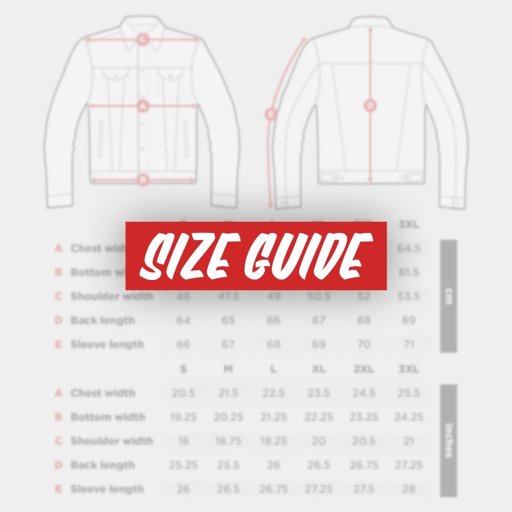 Motone Shōgun jacket size guide
