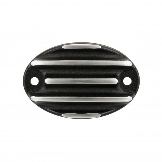 Motone Royal Enfield 350/650 Brake Reservoir Cover - Ribbed - Contrast Black/Polish