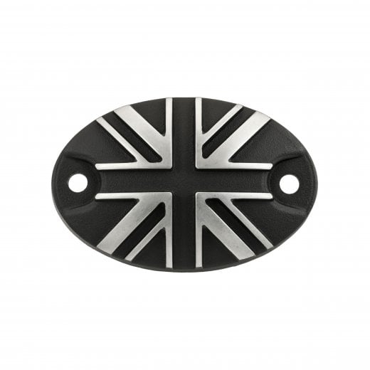 Motone Royal Enfield 350/650 Brake Reservoir Cover - Union Jack - Contrast Black/Polish
