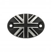 Royal Enfield 350/650 Brake Reservoir Cover - Union Jack - Contrast Black/Polish
