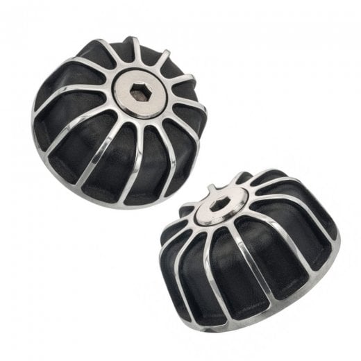 Motone Royal Enfield 350 CLASSIC/METEOR - GEMINI - Bar End Weights/Finishers - BLACK / CONTRAST POLISHED