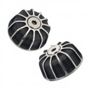 Royal Enfield 350 CLASSIC/METEOR - GEMINI - Bar End Weights/Finishers - BLACK / CONTRAST POLISHED