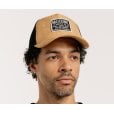 Motone SANDDUNE Trucker Cap - Curved Peak - Black Mesh -  Custom Patch on Sand Suede Panel