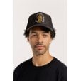 Motone SNAKE Trucker Cap - Curved Peak - Black Suede - Gold Logo