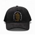 Motone SNAKE Trucker Cap - Curved Peak - Black Suede - Gold Logo