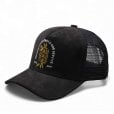 Motone SNAKE Trucker Cap - Curved Peak - Black Suede - Gold Logo
