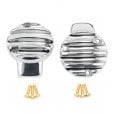 Motone TPS Carb/Throttle Body Cover - Pair - Ribbed/Finned - Polished
