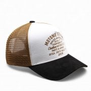WORDSALAD Trucker Cap - Curved Peak - Copper Suede + Black & White